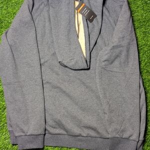 Gray Hooded Sweatshirt with Cream Lining